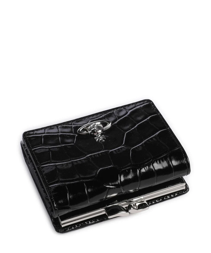 Vivienne Westwood Frame Embossed Croc Small Geldbörse black