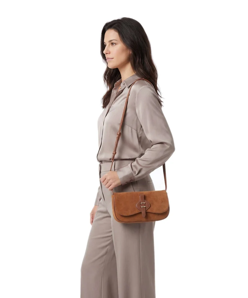 Coccinelle Mavery Suede Umhängetasche cognac