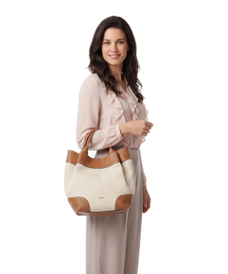 Abro Super Drill Essential Medium Handtasche ivory/cuoio