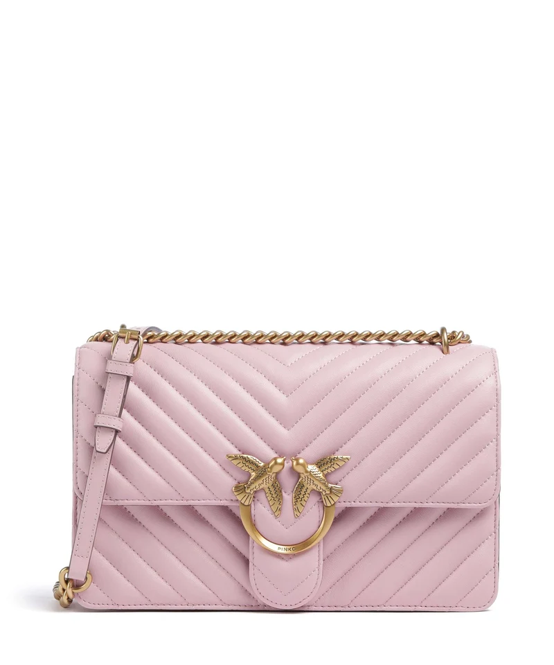 Pinko Love One Classic Schultertasche rosa chiaro/antique gold