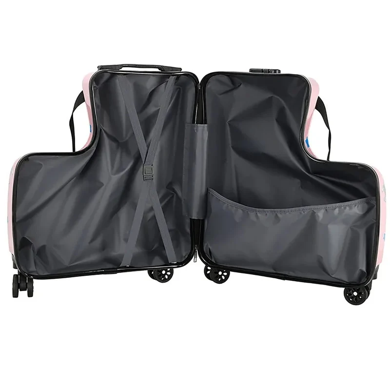 Kinder-Reisekoffer mit Sitz – 55x46x23 cm, Hartschale, 4 Rollen, Teleskopgriff