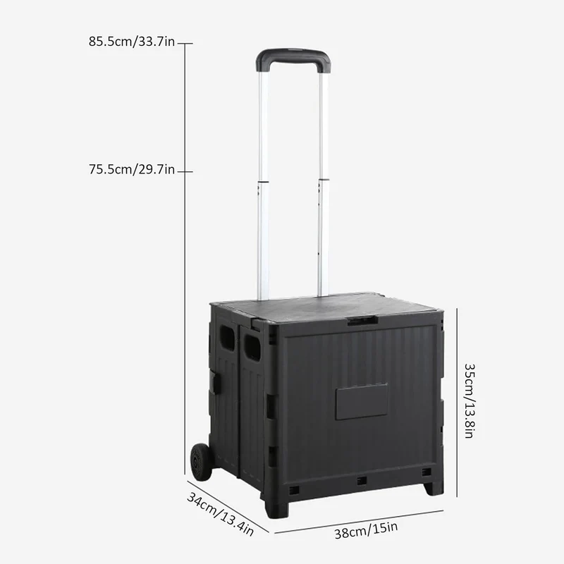 Faltbarer Einkaufstrolley – 60L, 34x38x35 cm, stabile Rollen, ergonomischer Griff