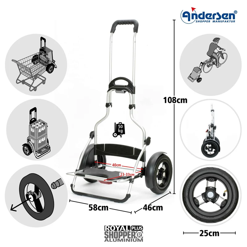 Fahrgestell Royal Shopper Plus, Luft-Kugellagerrad 25 cm