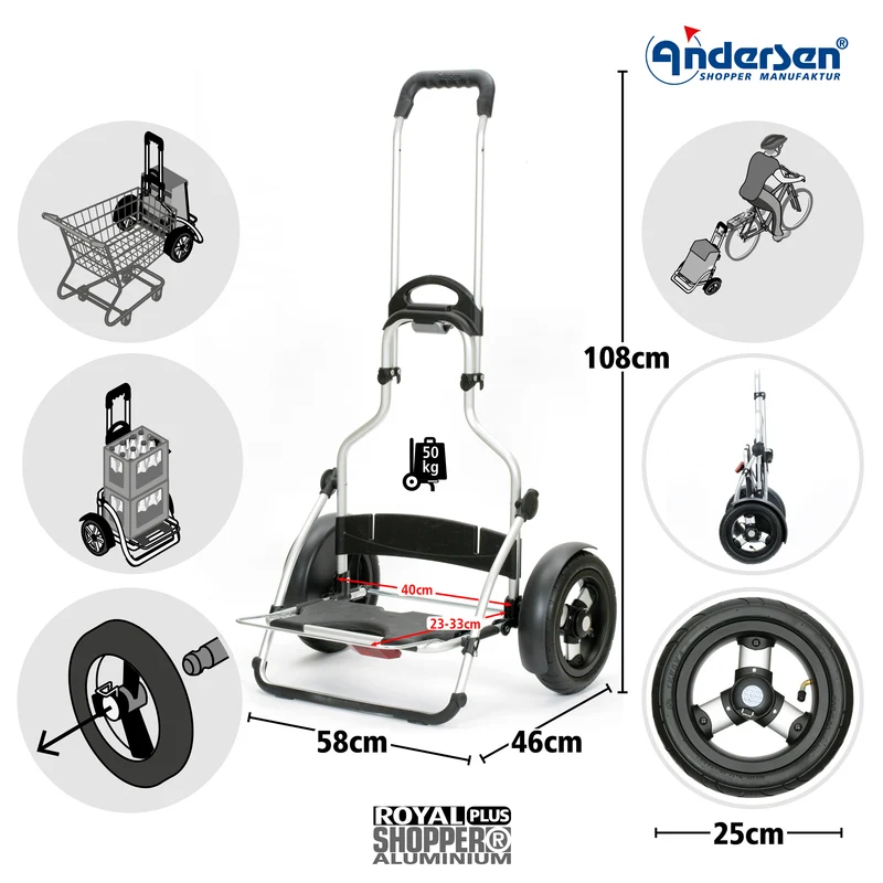 Royal Shopper Plus Hydro 3.0, Luft-Kugellagerrad 25 cm - Petrol