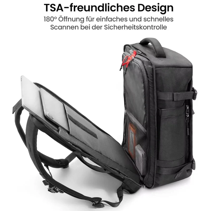 Reiserucksack 40L – 52x34x23 cm, für 17" Laptop, Handgepäckformat, Kofferfach
