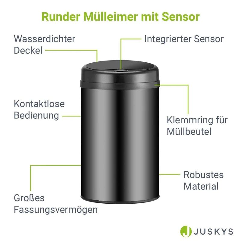 Automatischer Mülleimer mit Sensor - 30L Schwarz