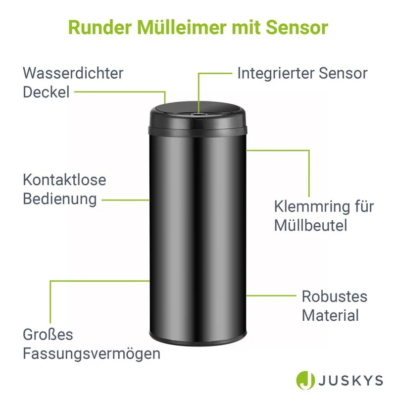 Automatischer Mülleimer mit Sensor - 50L Schwarz