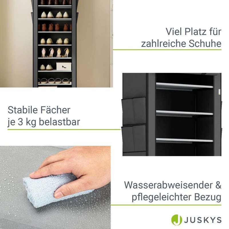 Schuhschrank M aus Stoff 9 Ebenen Grau
