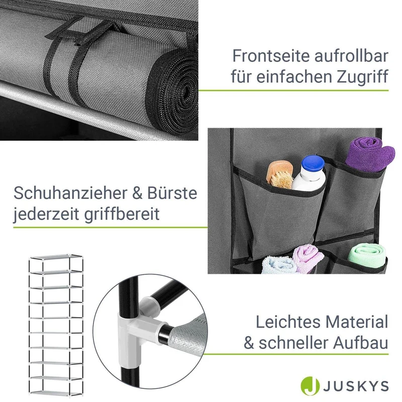 Schuhschrank M aus Stoff 9 Ebenen Grau