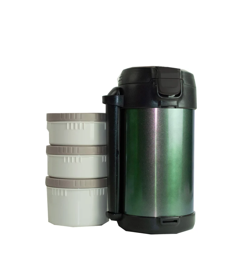 Thermos-Lunchbox – 2L, 12h Warmhaltung, 3 Edelstahl-Boxen (304), mit Tasche & Bestecketui