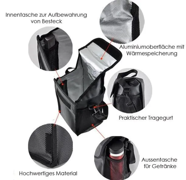 Thermos-Lunchbox – 2L, 12h Warmhaltung, 3 Edelstahl-Boxen (304), mit Tasche & Bestecketui