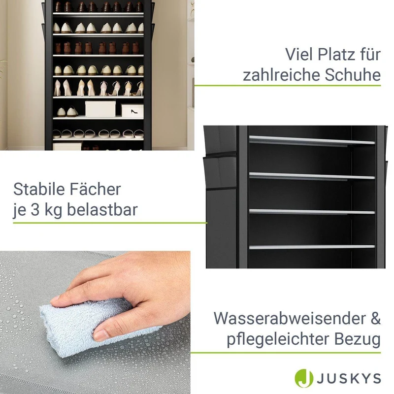 Schuhschrank L aus Stoff 9 Ebenen Grau