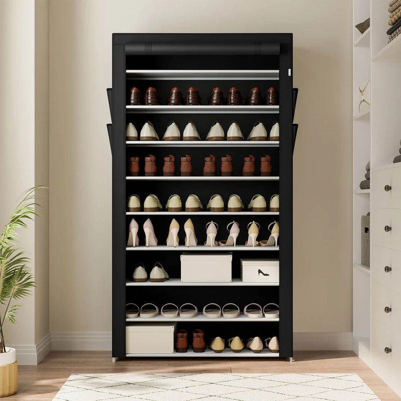 Schuhschrank L aus Stoff 9 Ebenen Schwarz