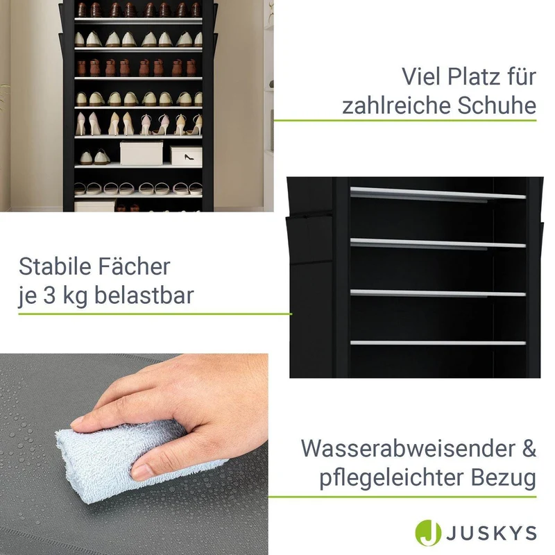 Schuhschrank L aus Stoff 9 Ebenen Schwarz