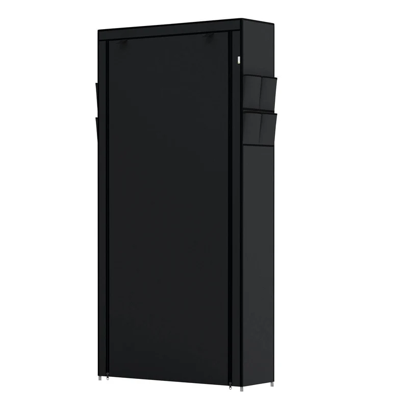 Schuhschrank L aus Stoff 9 Ebenen Schwarz