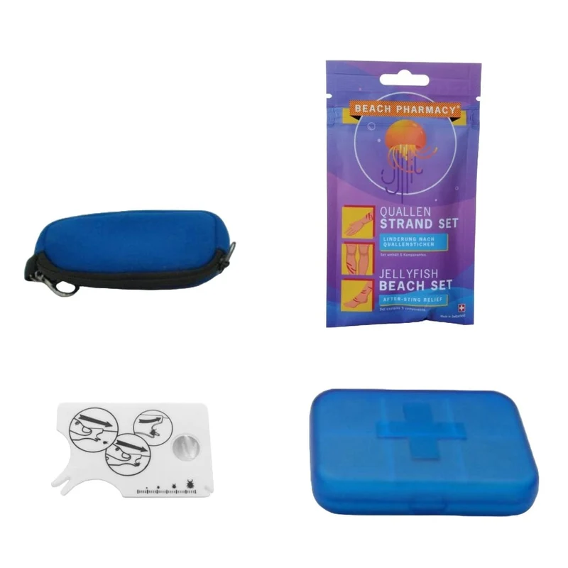 Schutz & Reise-Set – Quallen-Set, Pillenbox, Etui & Zeckenentferner, kompakt & reisefertig