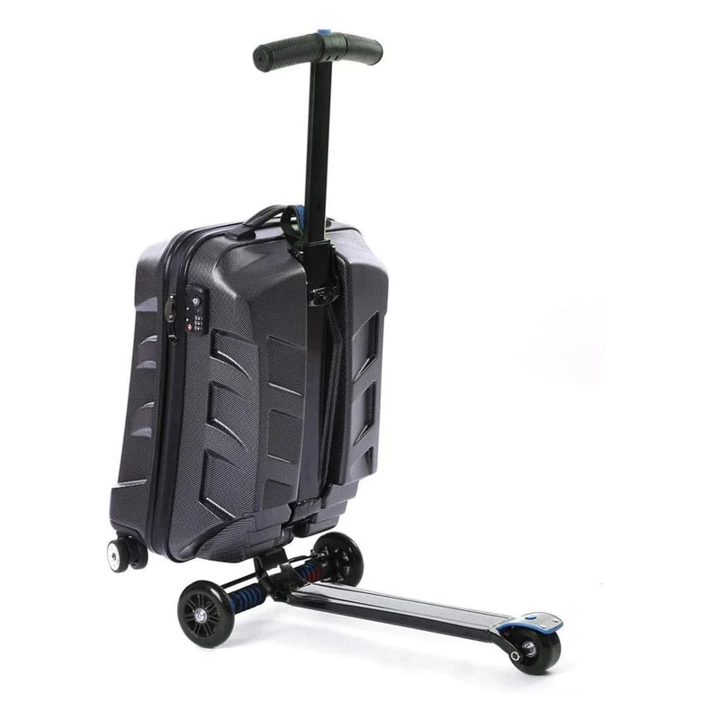 Rolling Scooter Koffer – 38x22x54 cm, 2-in-1 Trolley & Tretroller, klappbarer Lenker