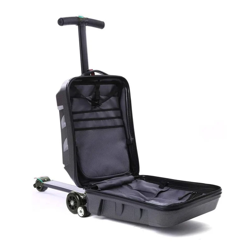 Rolling Scooter Koffer – 38x22x54 cm, 2-in-1 Trolley & Tretroller, klappbarer Lenker