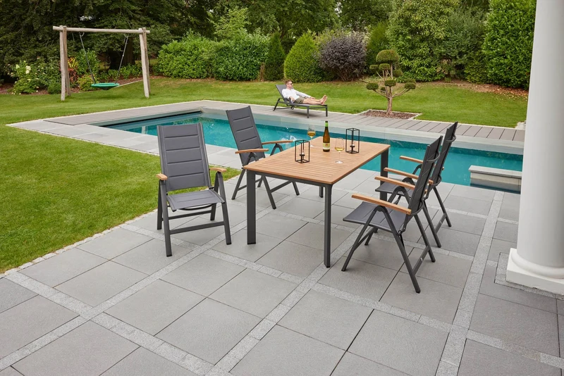 Gartentisch 200x100cm anthrazit/Teak