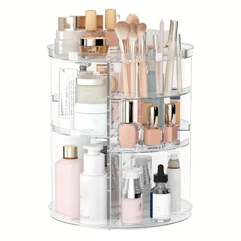 Make-up Organizer – 23x34 cm, 360° drehbar, variable Fächer, für Badezimmer & Schminktisch
