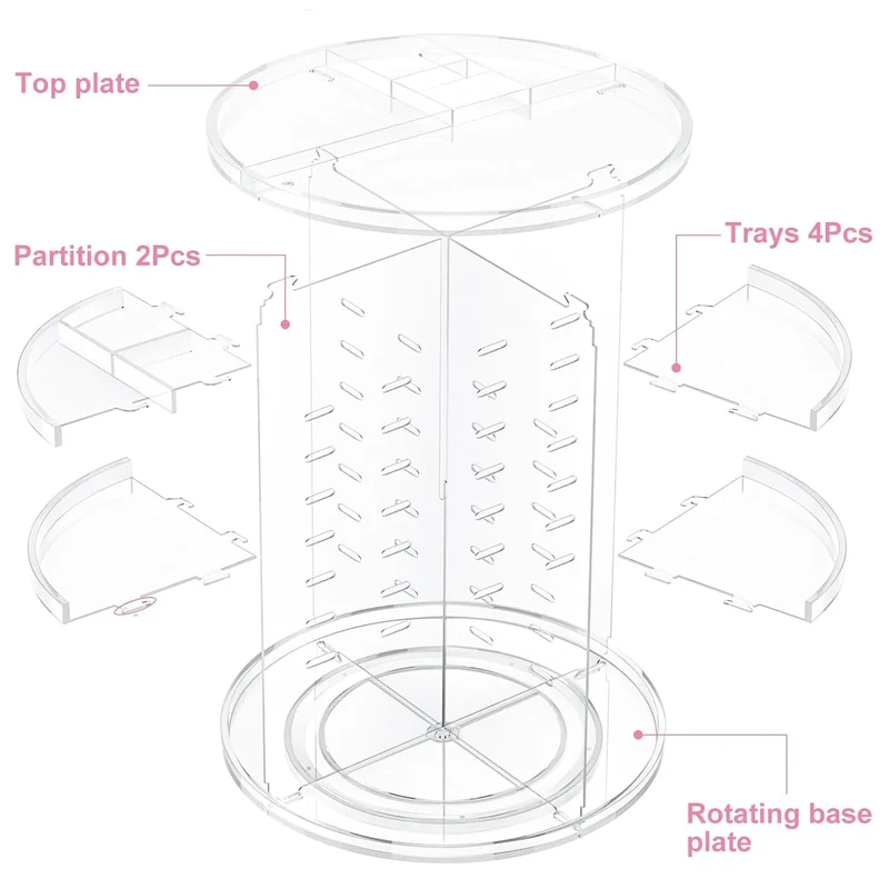 Make-up Organizer – 23x34 cm, 360° drehbar, variable Fächer, für Badezimmer & Schminktisch