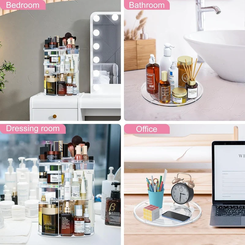 Make-up Organizer – 23x34 cm, 360° drehbar, variable Fächer, für Badezimmer & Schminktisch
