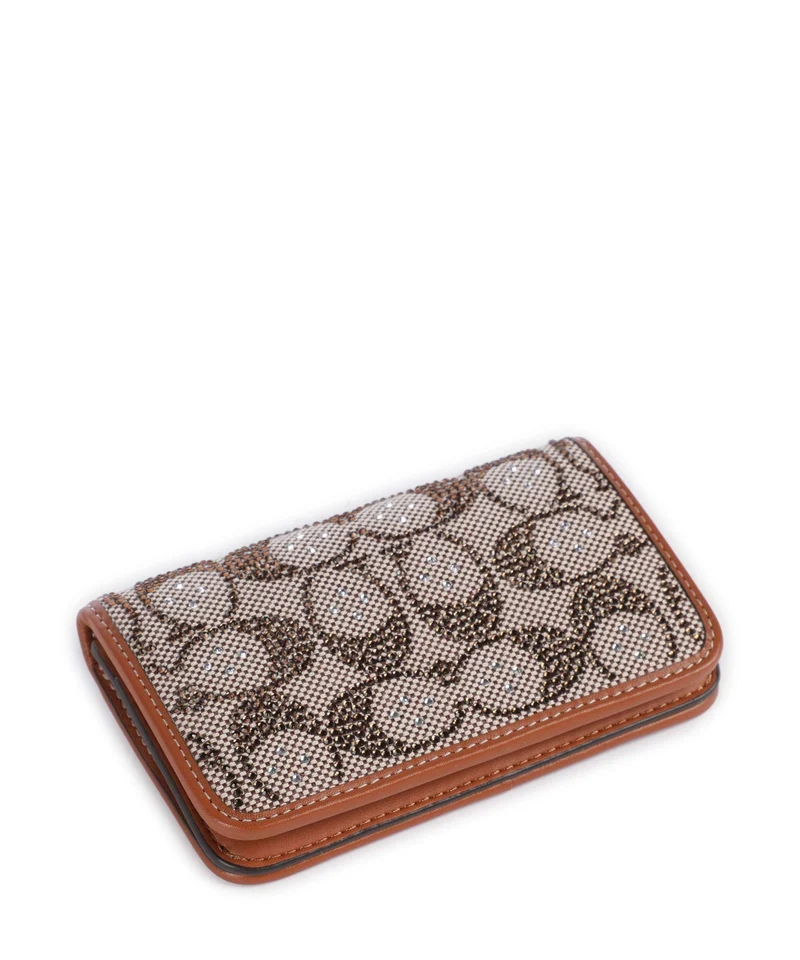 Coach Essential Crystal Signature Jacquard Geldbörse burnished amber