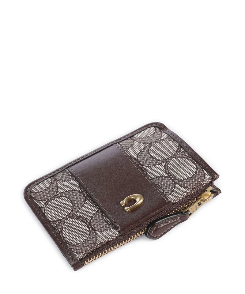 Coach Essential Signature Jacquard Mini Kreditkartenetui oak maple