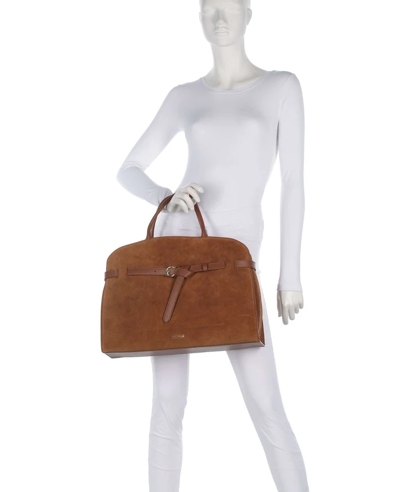 Coccinelle Sabine Suede Handtasche cognac