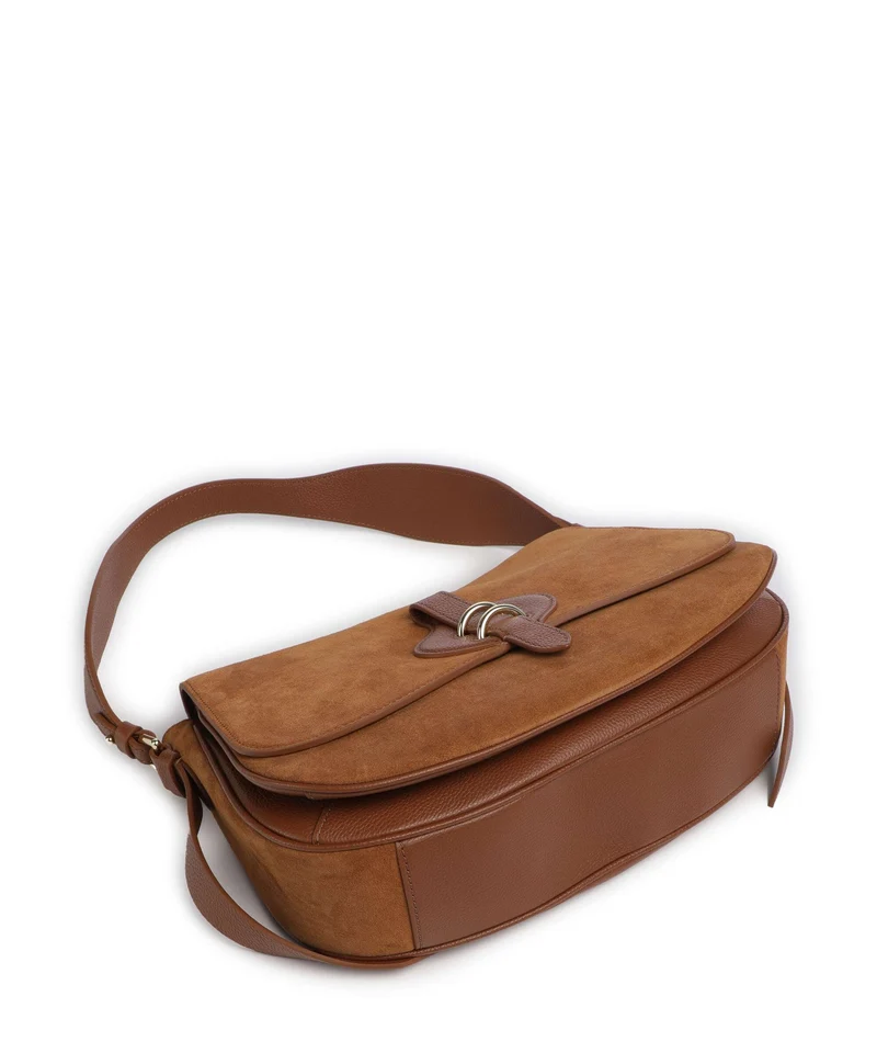 Coccinelle Mavery Suede Schultertasche cognac