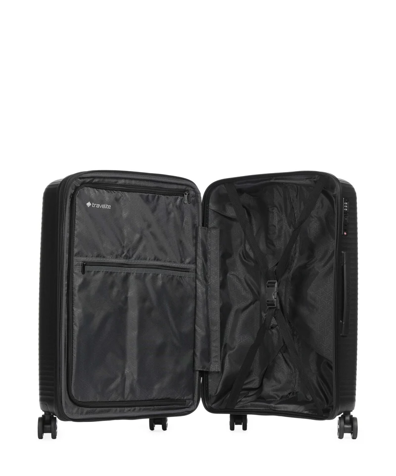 Travelite Air Stripe Slim 4-Rollen Trolley Set black