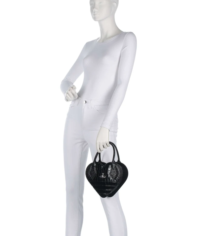 Vivienne Westwood Josephine Heart Embossed Croc Handtasche black