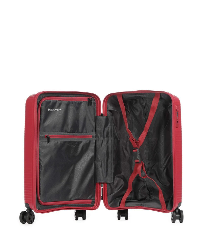 Travelite Air Stripe Slim 4-Rollen Trolley red