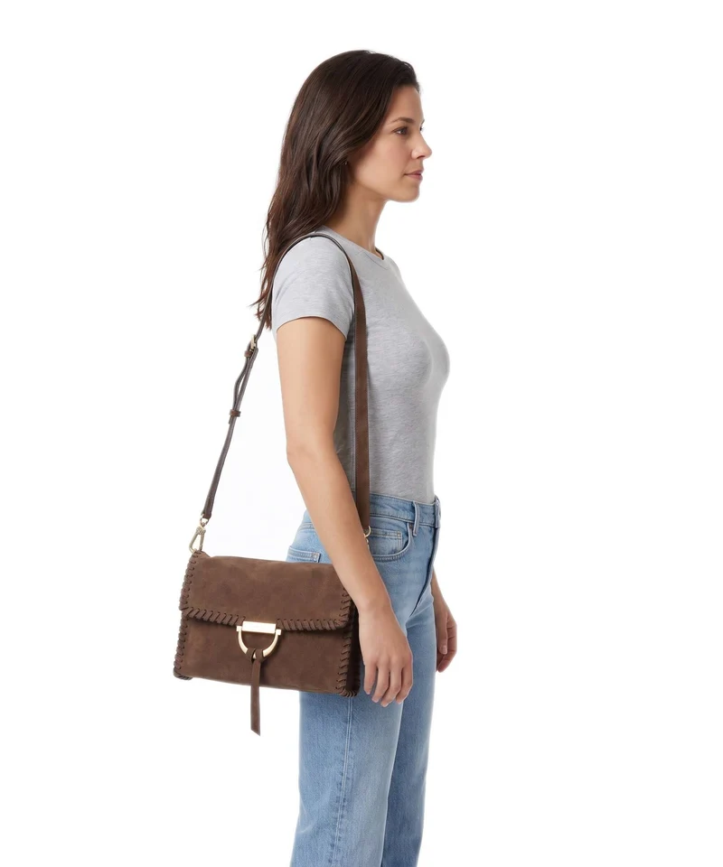 Abro Suede Temi Stitch Schultertasche wood