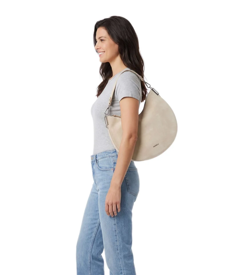 Coccinelle Sunup Suede Schultertasche sandshell