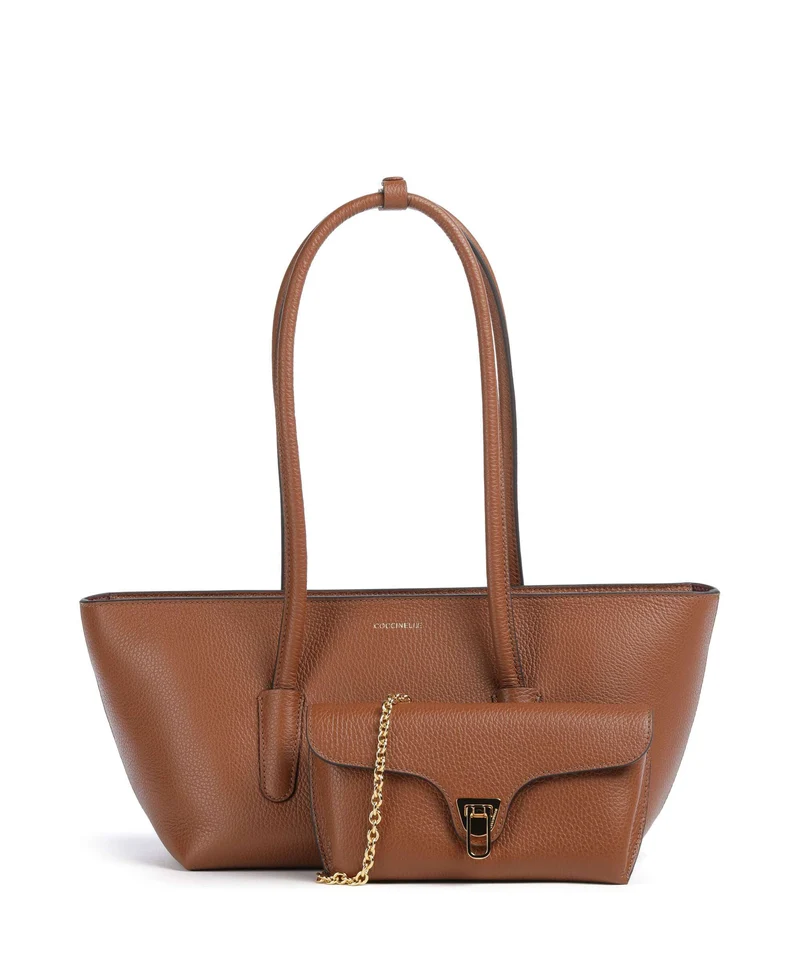 Coccinelle Beat Double Schultertasche cognac