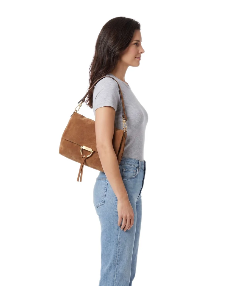 Abro Suede Temi Medium Schultertasche cuoio