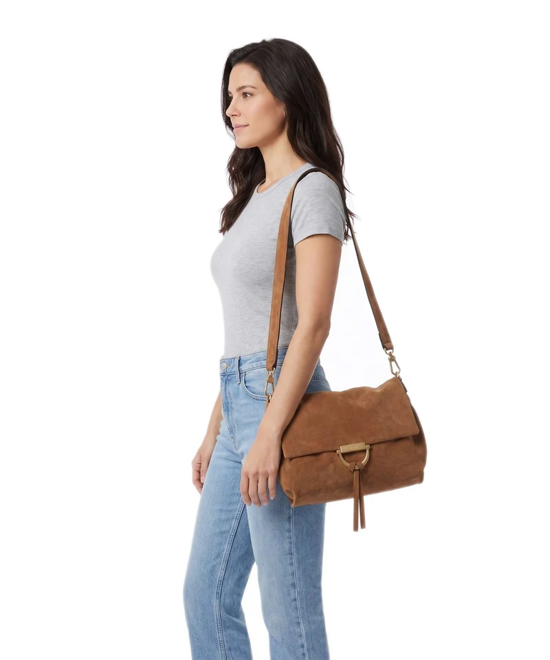 Abro Suede Temi Medium Schultertasche cuoio