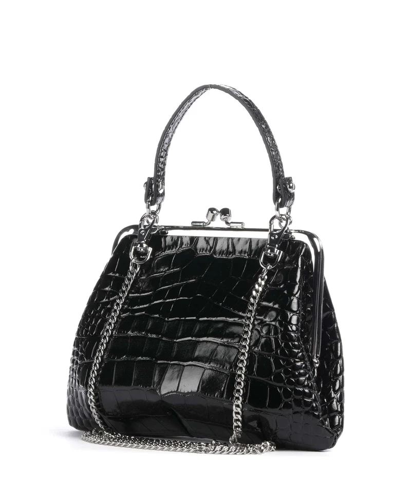 Vivienne Westwood Granny Frame Embossed Croc Handtasche black