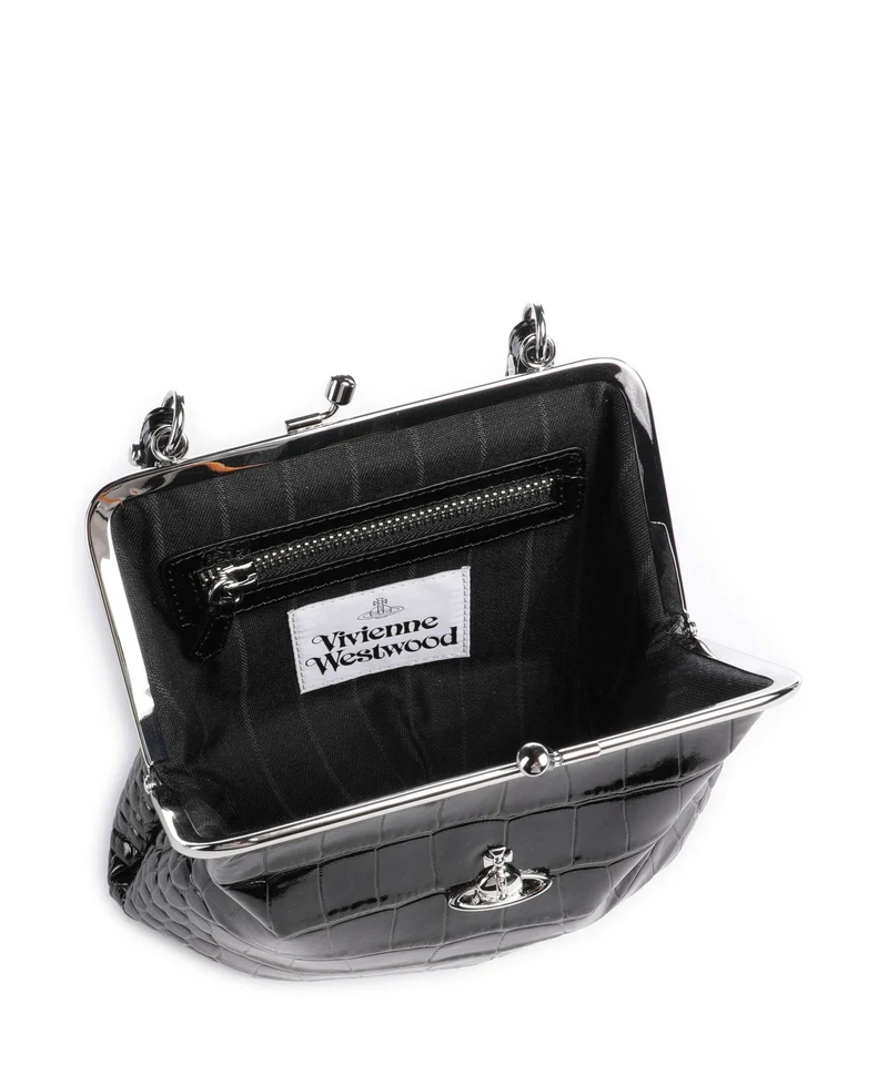 Vivienne Westwood Granny Frame Embossed Croc Handtasche black