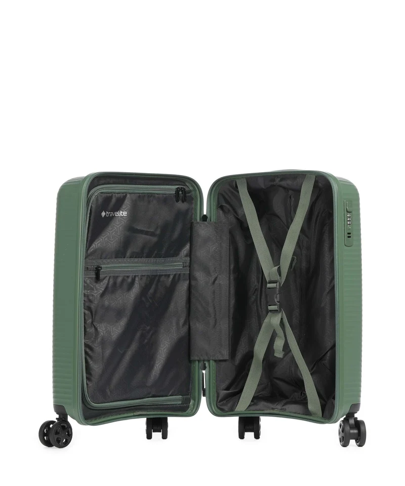 Travelite Air Stripe Slim 4-Rollen Trolley green