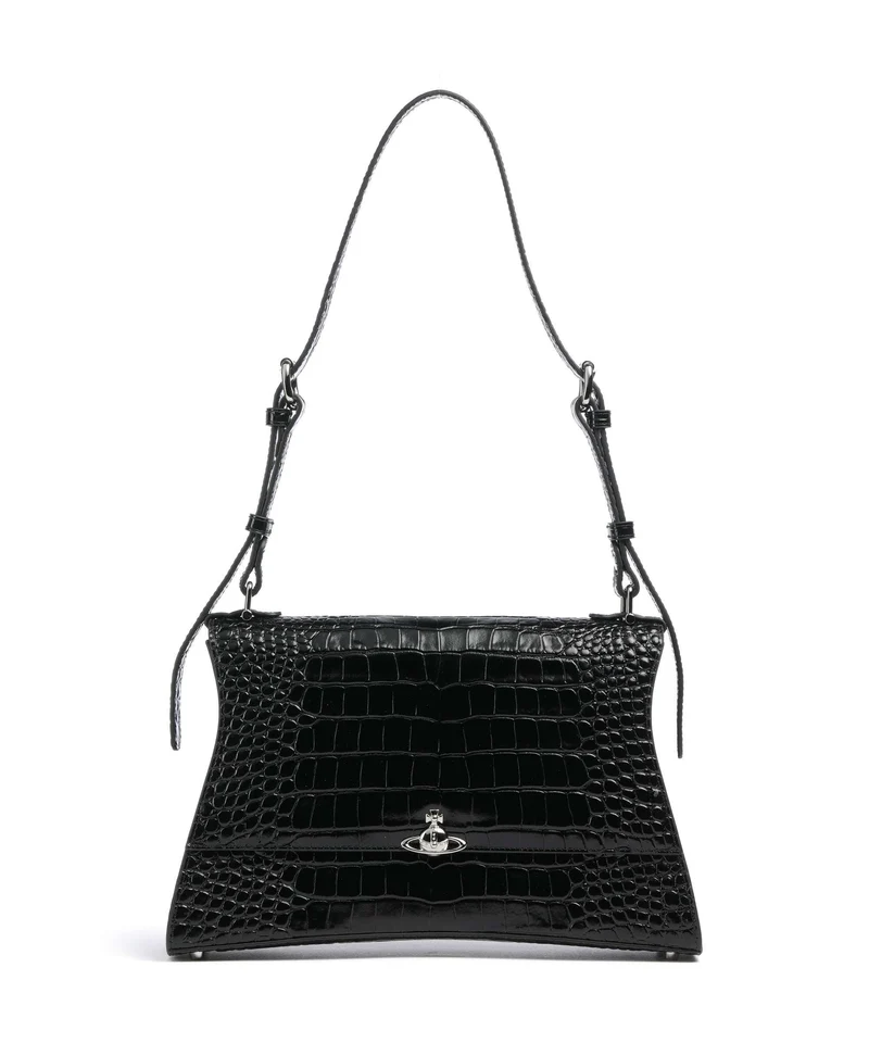 Vivienne Westwood Bianca Embossed Croc M Schultertasche black