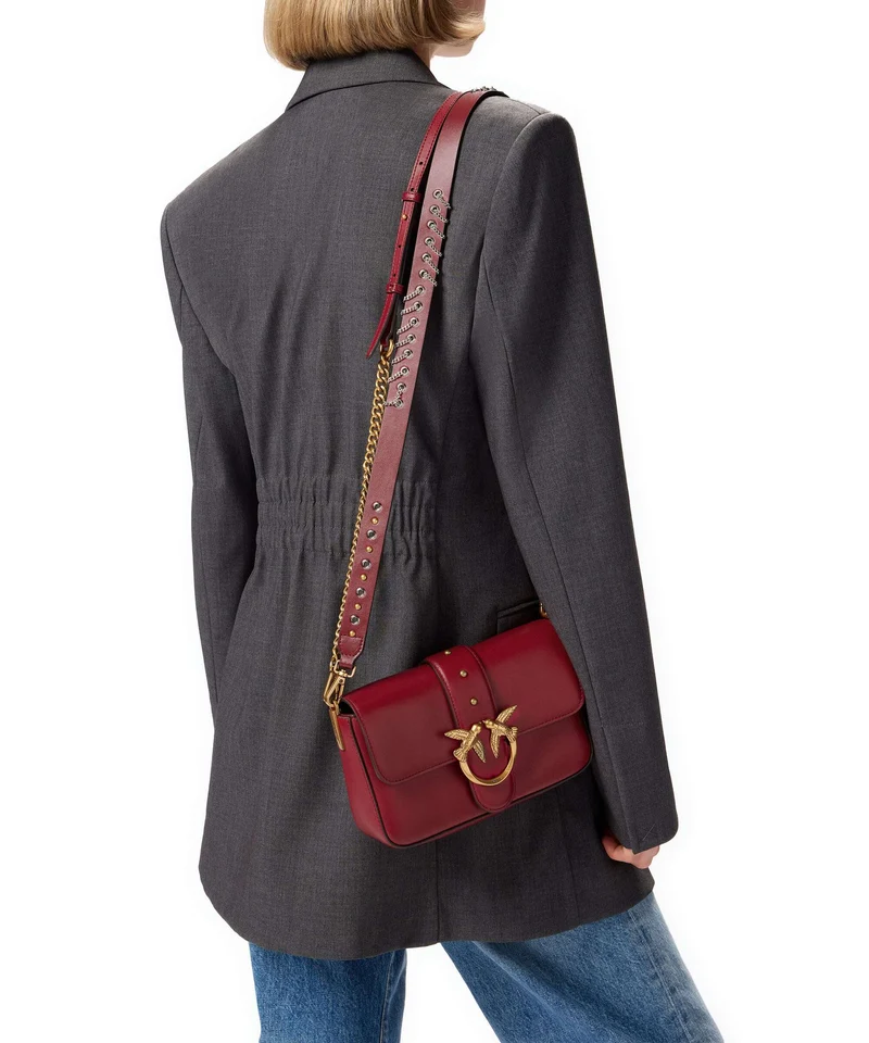 Pinko Love One Mini Slouchy Charms Umhängetasche rosso lampone/antique gold