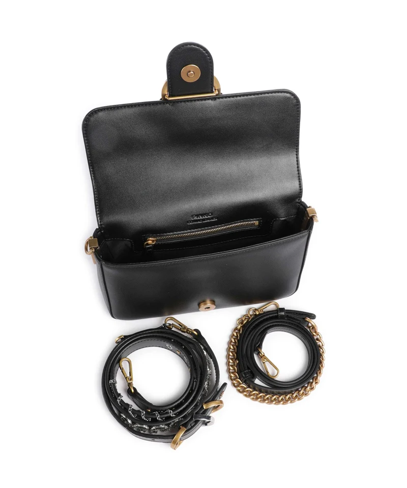 Pinko Love One Mini Slouchy Charms Umhängetasche nero/antique gold