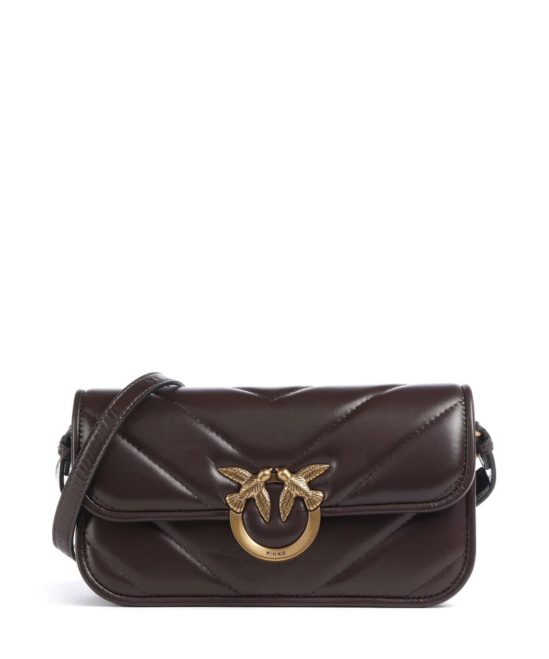 Pinko Love Box Horizontal Schultertasche rosso mogano/antique gold