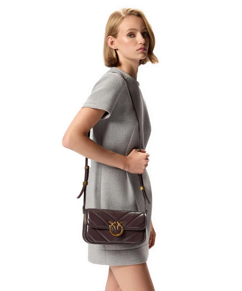 Pinko Love Box Horizontal Schultertasche rosso mogano/antique gold