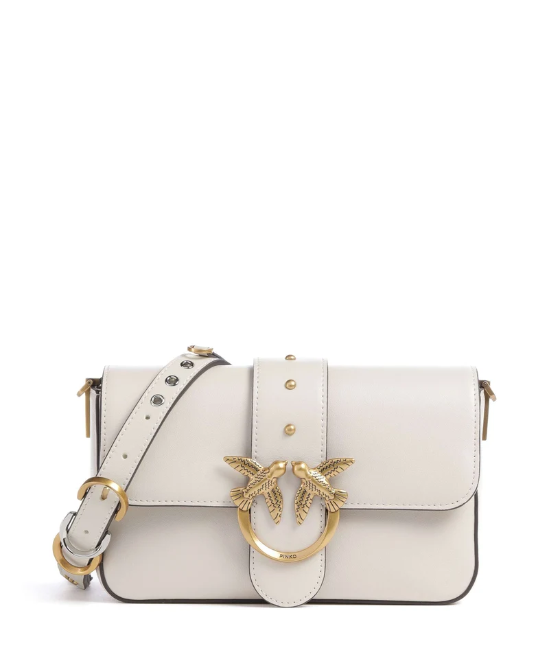 Pinko Love One Mini Slouchy Charms Umhängetasche bianco seta/antique gold