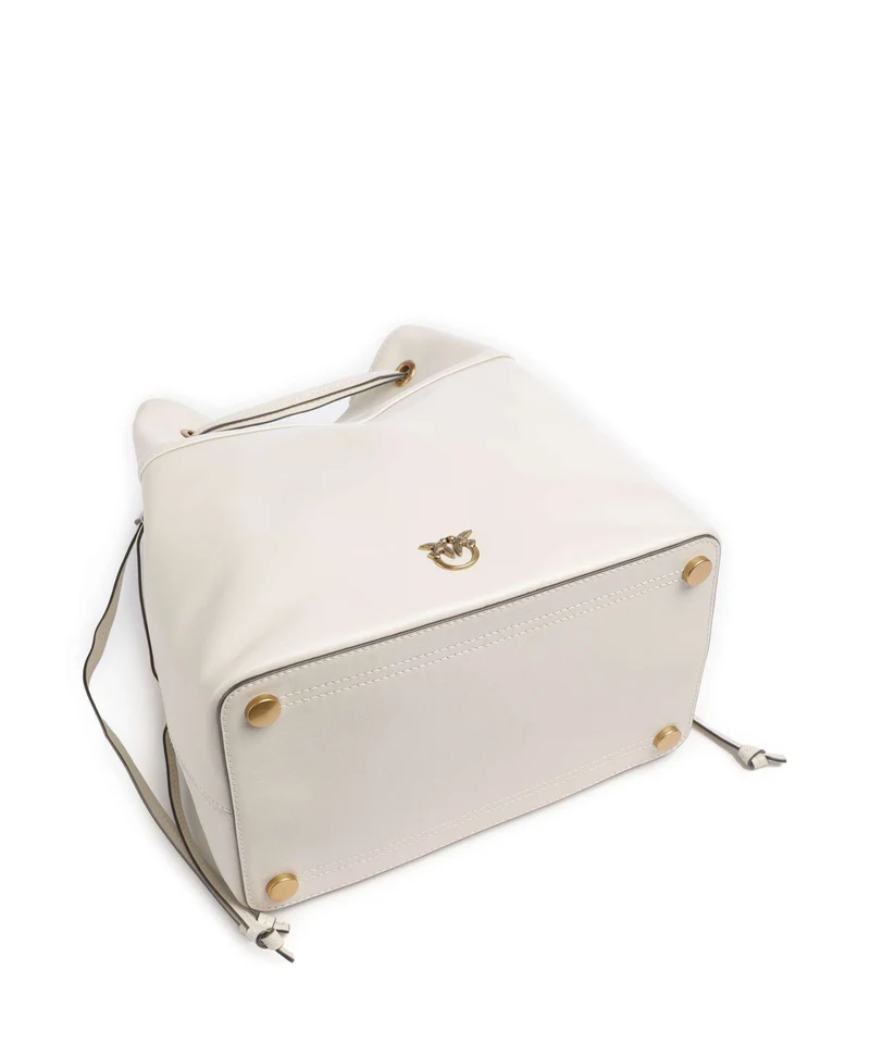 Pinko Secchiello Classic Bucket Handtasche bianco seta/antique gold