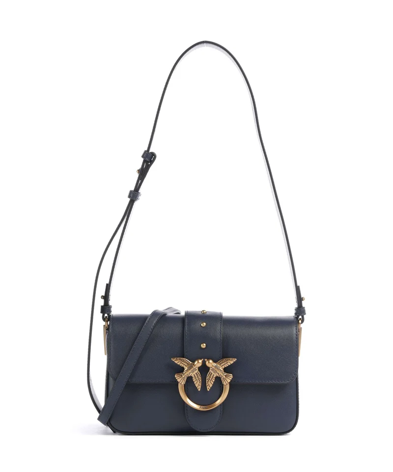 Pinko Love One Mini Slouchy Schultertasche blu indaco ombroso/antique gold