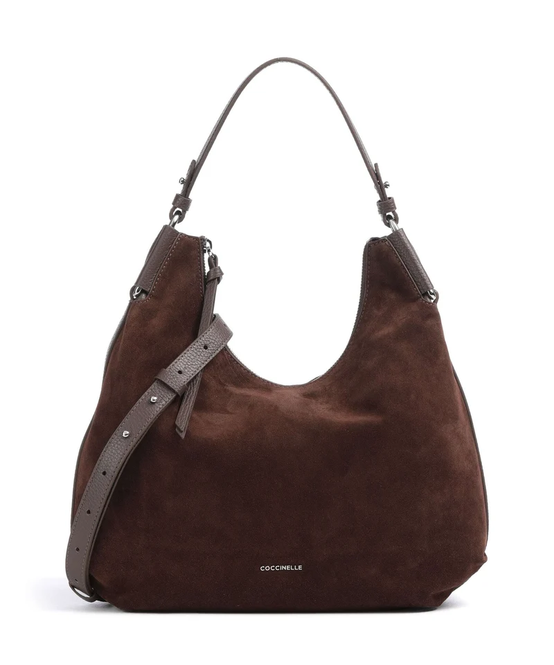 Coccinelle Rebekka Suede Beuteltasche brunette